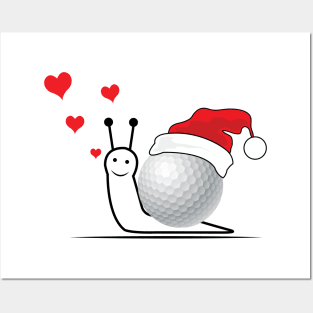 funny snail golfer got love in winter christmas Posters and Art